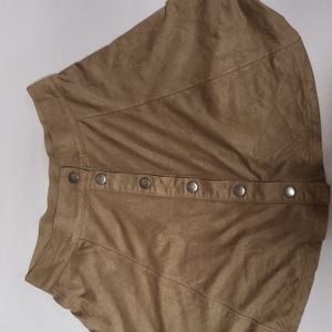 Suede Button Up Skater Skirt